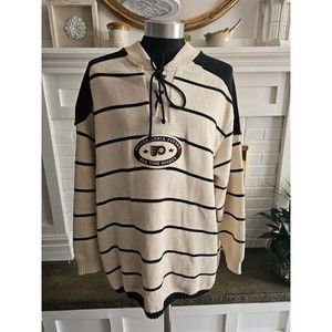 Vintage Philadelphia Flyers Old Time Hockey Striped Knit Sweater SIZE XL
